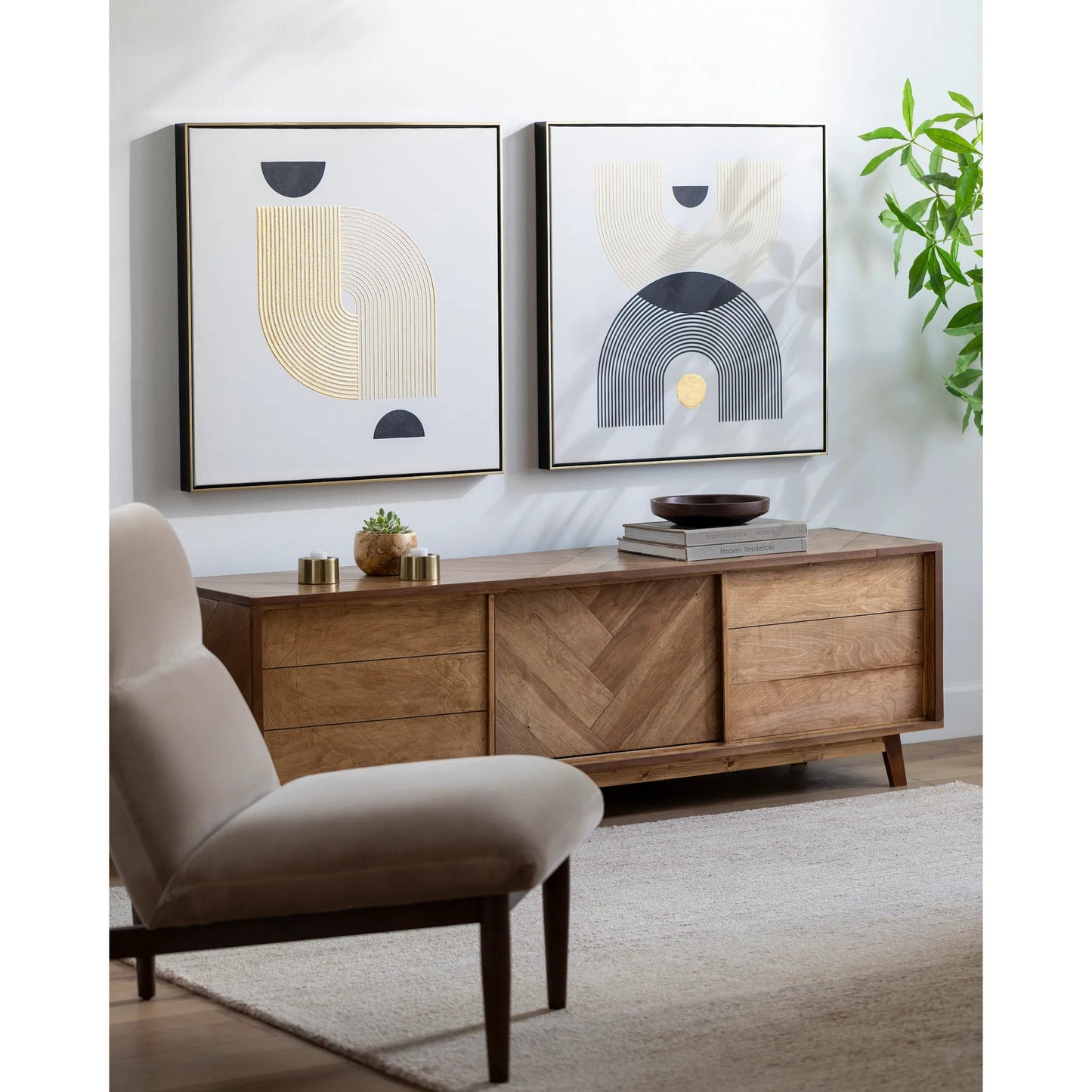 002 SI-2132992 | Lifestyle | Wesleyan - 528661 (Set of 2) by Livabliss in main: metallic - gold, frame: and matte. Made from main: canvas, frame: polystyrene in a modern style.