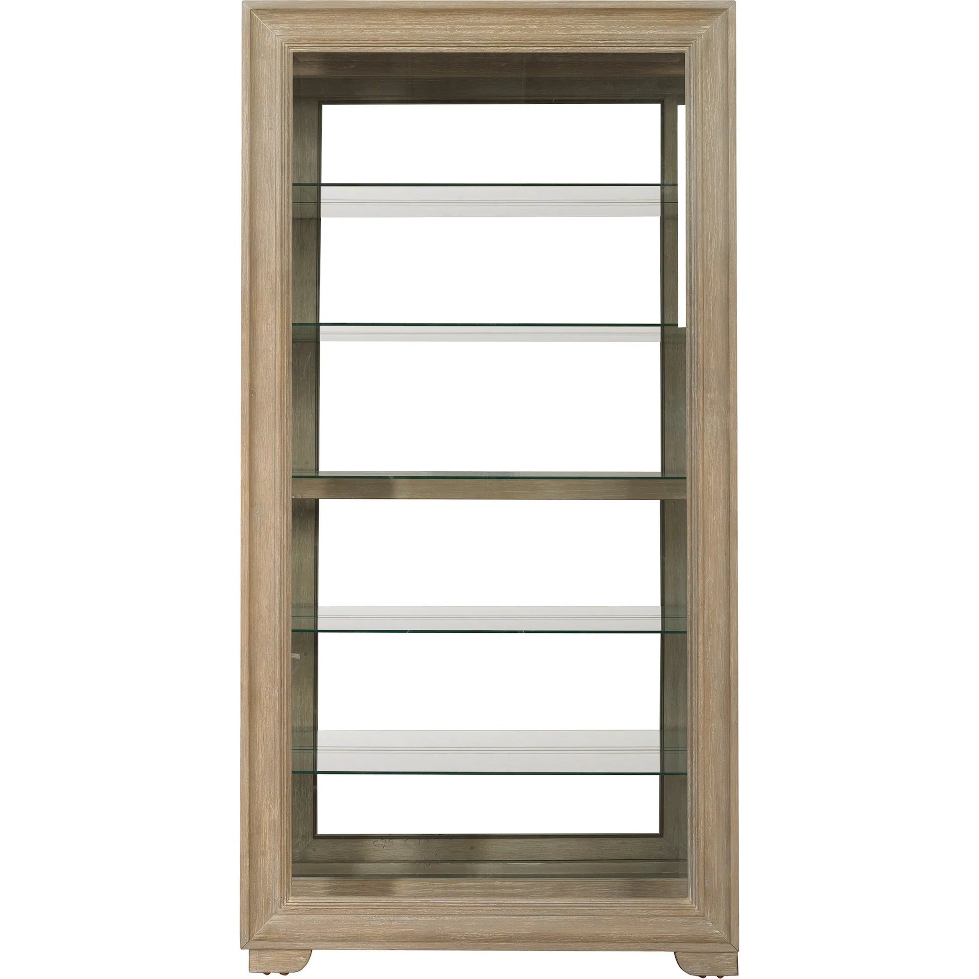 Light Wood Modern 5-Shelf Sliding Door Curio with LED Light by Pulaski Furniture in parchment. Made from ash wood veneers in a transitional style.
