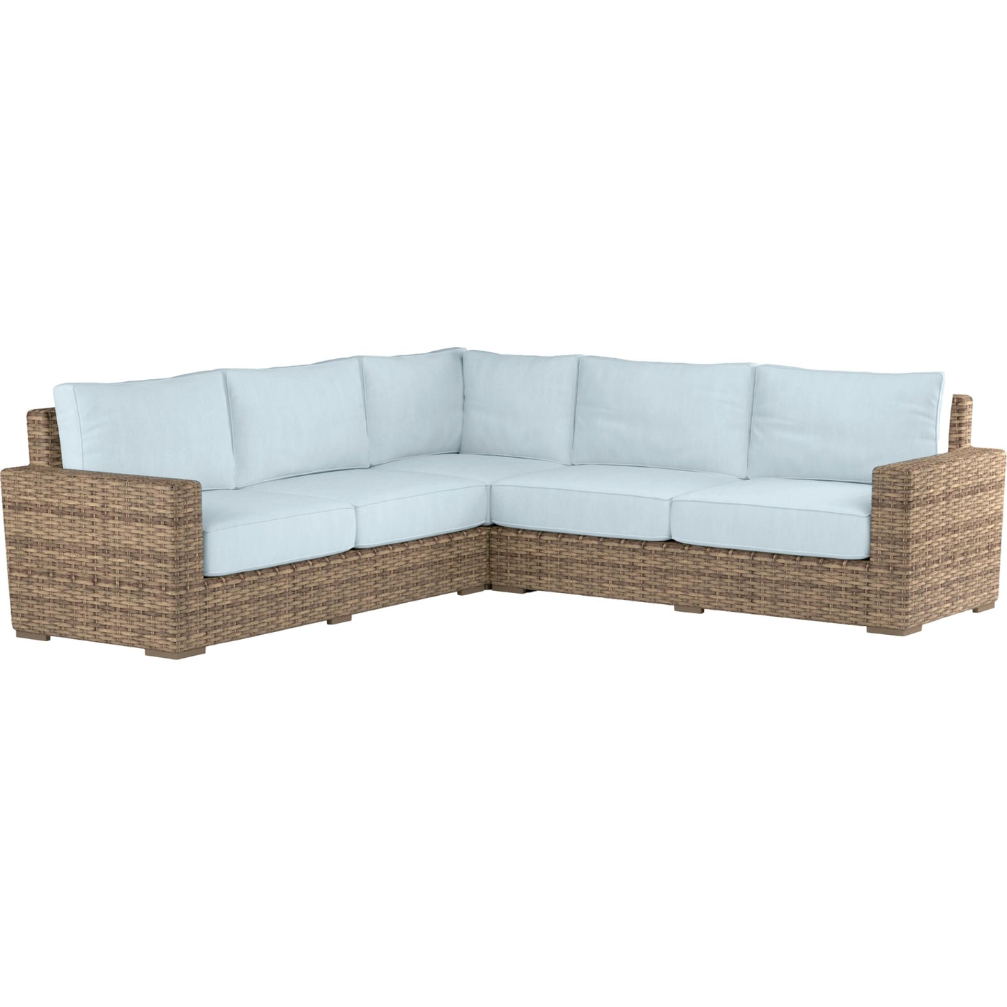001 SI-2166761,SI-2166766 | Primary Silo | Havana Outdoor Sectional by Sunset West in tobacco. Made from resin wicker in a modern style.