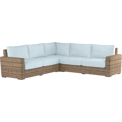 Havana Outdoor Sectional by Sunset West in tobacco. Made from resin wicker in a modern style.