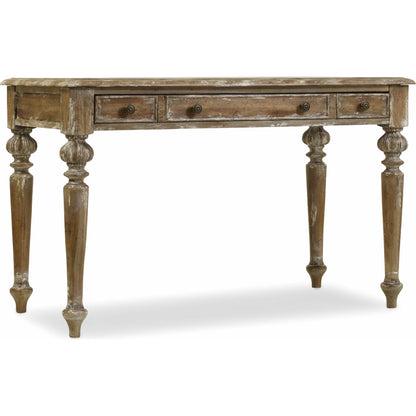 Chatelet Writing Desk by Hooker Furniture in caramel froth. Made from pecan, walnut, maple veneers with high quality bonded leather in a traditional style.