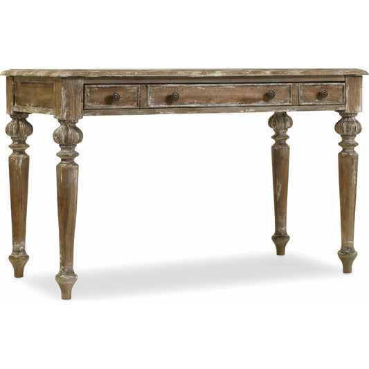 Chatelet Writing Desk by Hooker Furniture in caramel froth. Made from pecan, walnut, maple veneers with high quality bonded leather in a traditional style.