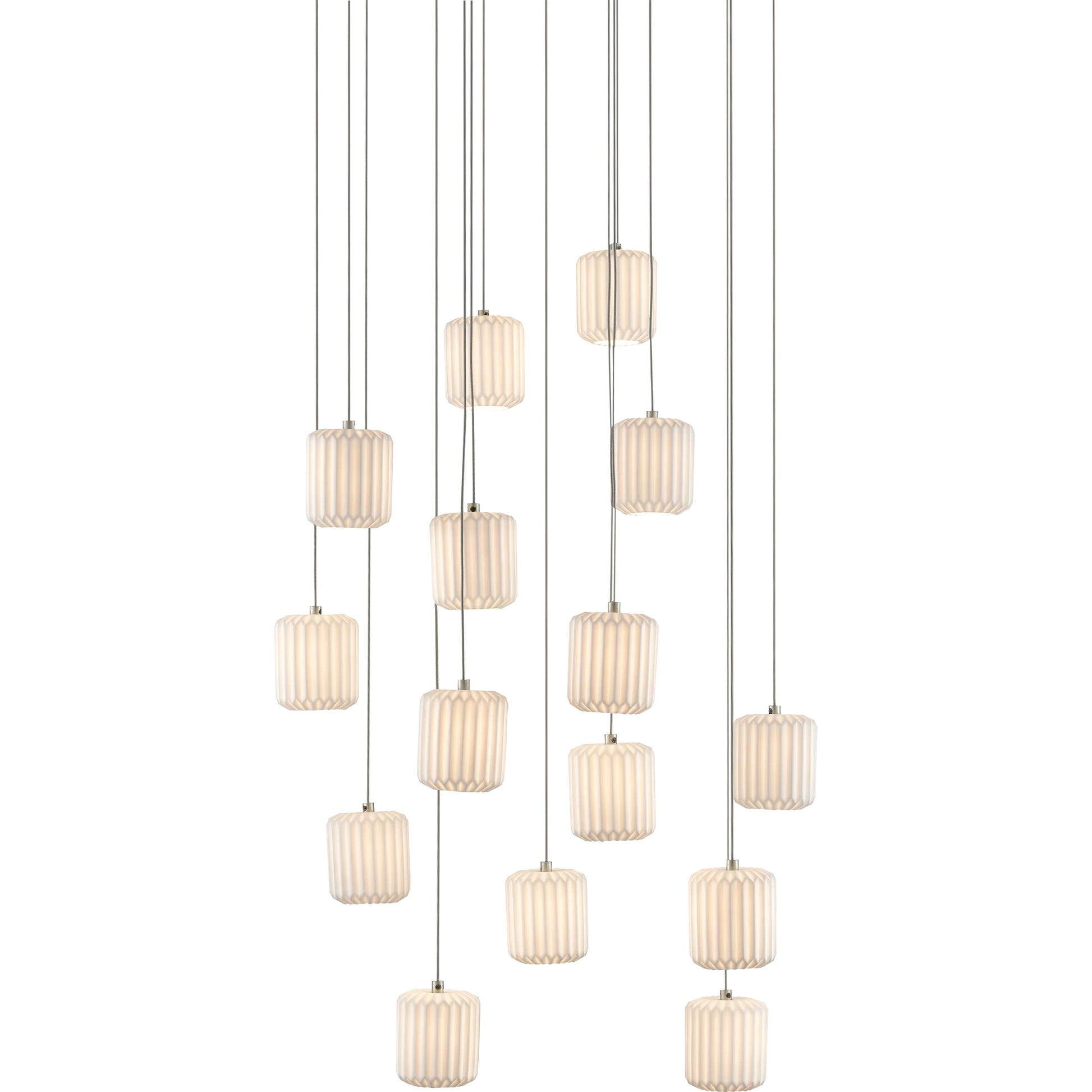 Dove Pendant by Currey and Company in painted silver, white. Made from metal, ceramic in a modern style.