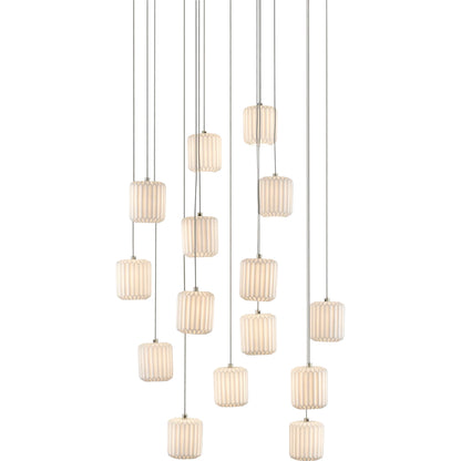 Dove Pendant by Currey and Company in painted silver, white. Made from metal, ceramic in a modern style.