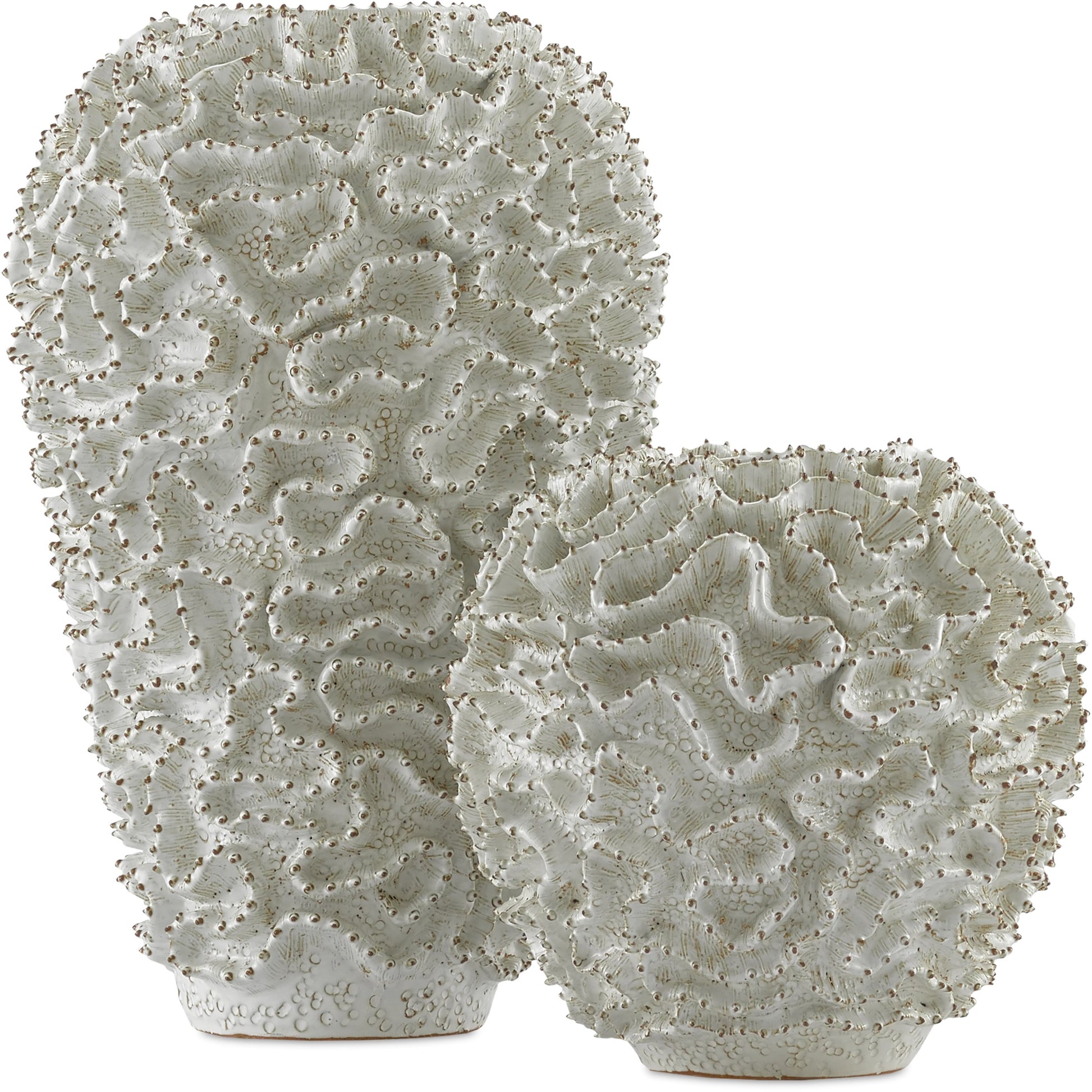 Swirl Vase by Currey and Company in white, gold. Made from ceramic in a coastal style.