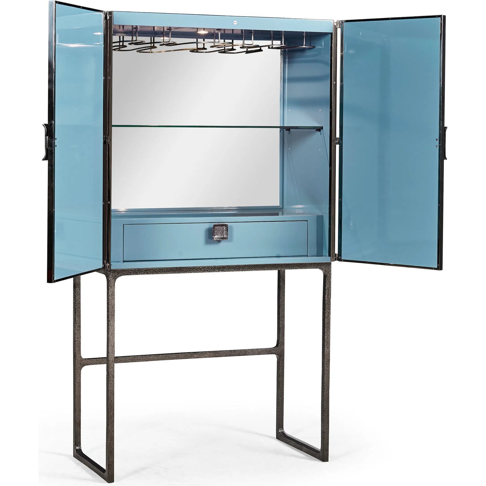 Sapphire Bar Cabinet by Jonathan Charles in chocolate apricot oak. Made from straw in a eclectic & global style.