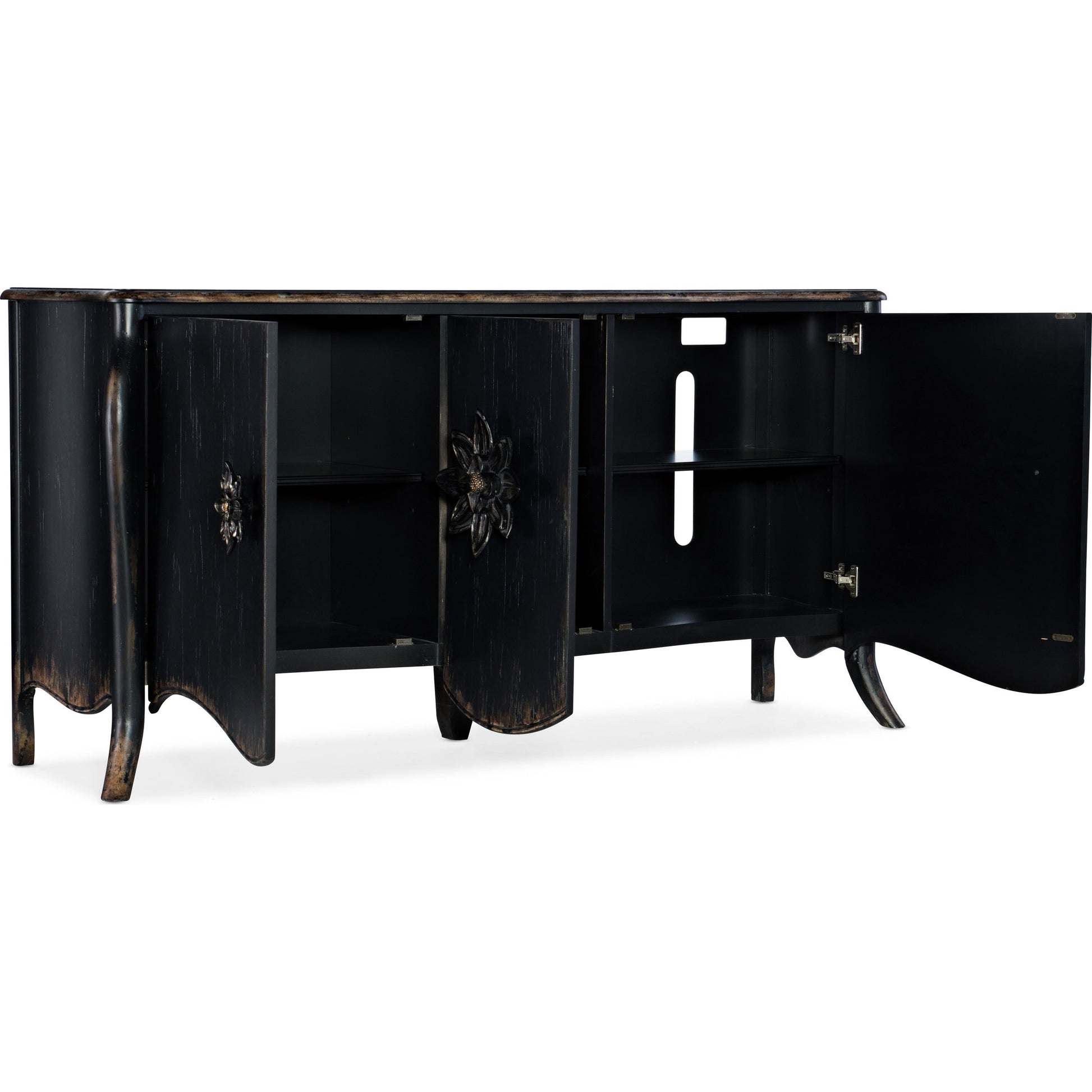 Bien Ame Buffet by Hooker Furniture in porte noir. Made from oak veneers in a traditional style.