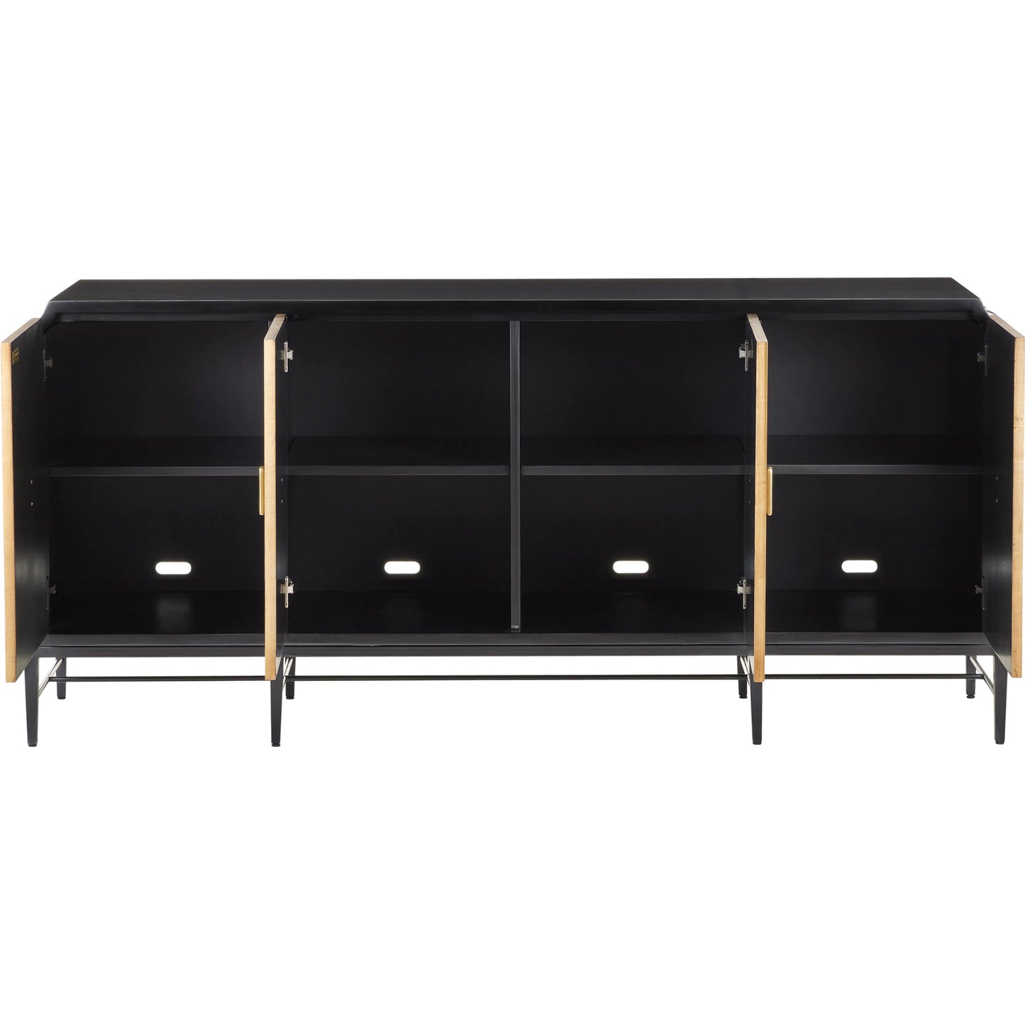 011 SI-2133973 | Additional Silo | Kallista Credenza by Currey and Company in taupe, caviar black, polished brass, black. Made from sycamore veneer, mahogany, engineered hardwood, brass, iron in a modern style.