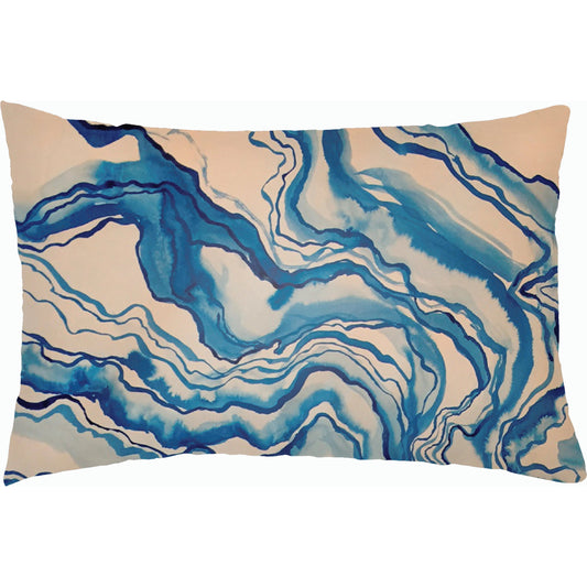 Watercolor Marble Pillow - 5885 by Livabliss in navy, tan, blue, gray, denim. Made from front: 100% polyester, back: 100% polyester, fill: polyester, polyfill in a modern style.