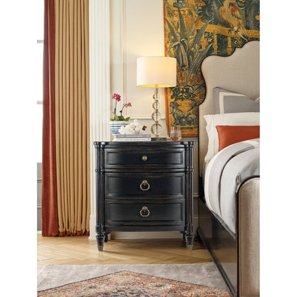 Charleston 30" Three-Drawer Nightstand by Hooker Furniture. Made from cherry, maple veneers, metal, solid-wood edge top in a traditional style.