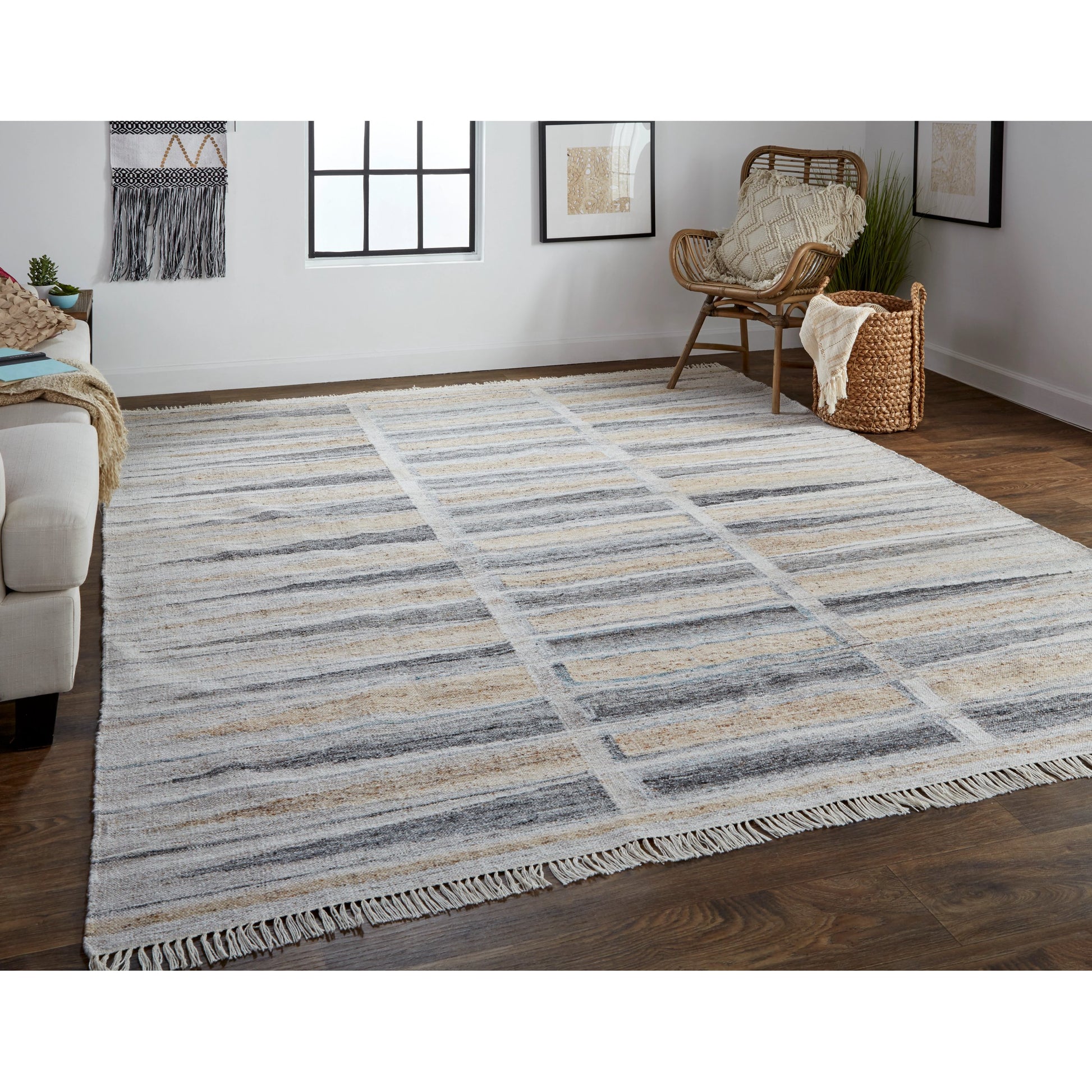 Beckett Moroccan Mosaic Rug - 0817F by Feizy in gray, beige. Made from pet in a unique style.