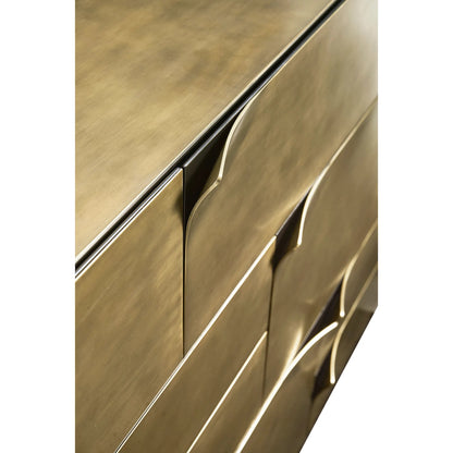 Hammersmith Drawer Chest by Jonathan Charles in gold and satin brass. Made from beech solids, brass in a unique style.
