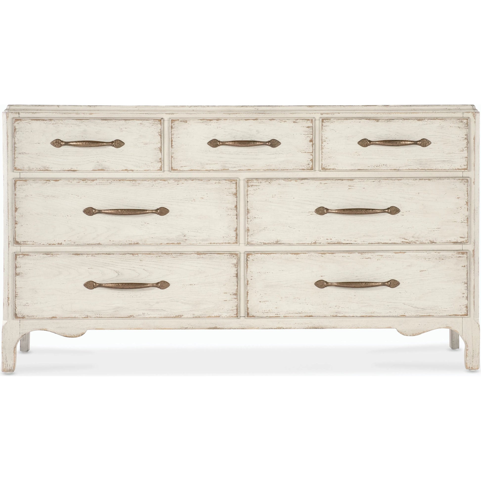 Americana 7-Drawer Dresser by Hooker Furniture. Made from oak veneers and cedar veneers with solid-wood edge top in a cottage & farmhouse style.