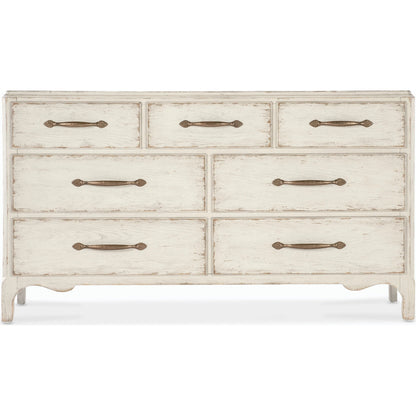 Americana 7-Drawer Dresser by Hooker Furniture. Made from oak veneers and cedar veneers with solid-wood edge top in a cottage & farmhouse style.