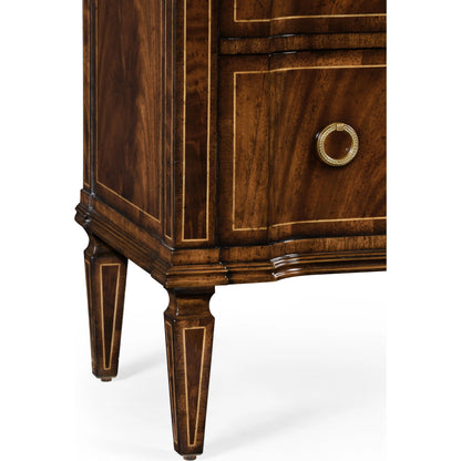 Versailles Regency Style Mahogany Chest of Drawers by Jonathan Charles in brown and medium antique mahogany. Made from acacia in a traditional style.