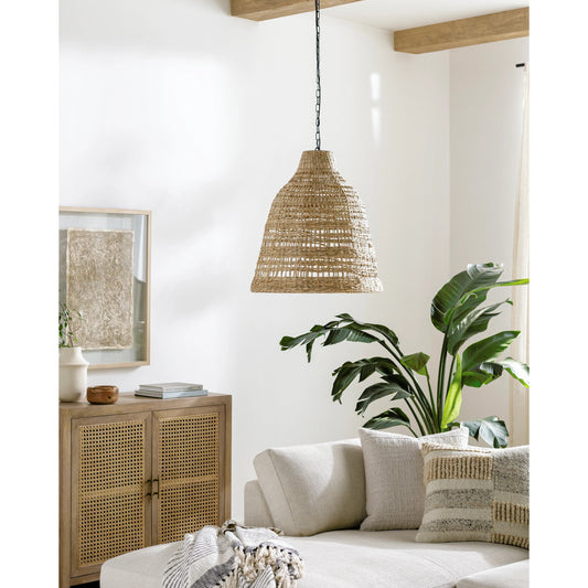 Windsong Pendant - 529039 by Surya in fixture: black, shade: brown, cord: black and hand paintednaturalhand painted. Made from rattan in a cottage & farmhouse style.