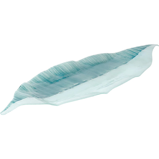 Table Leaf by Global Views in blue, light blue. Made from art glass in a unique style.