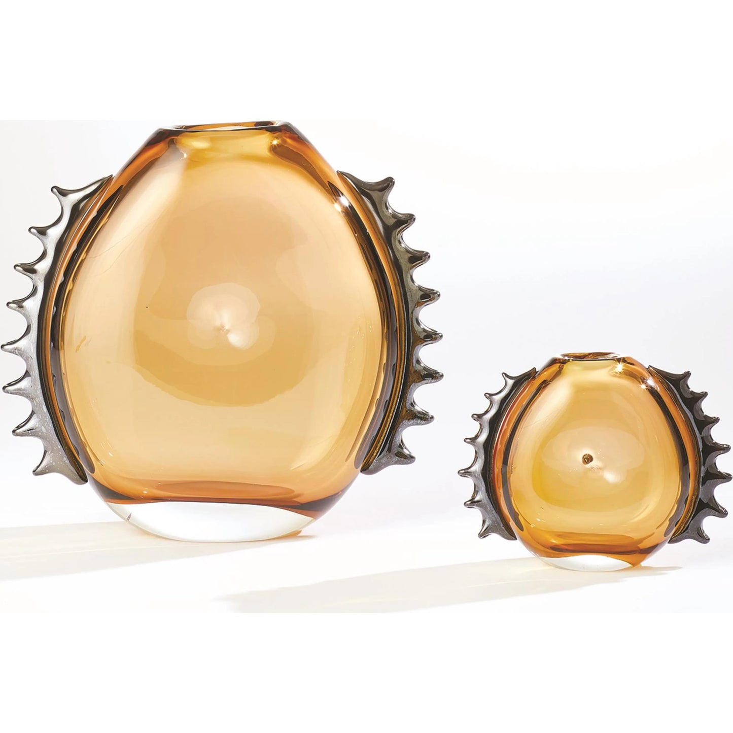 014 SI-2446310,SI-2446311 | Additional Silo | Flamer Vase by Global Views in amber, black. Made from art glass in a eclectic & global style.