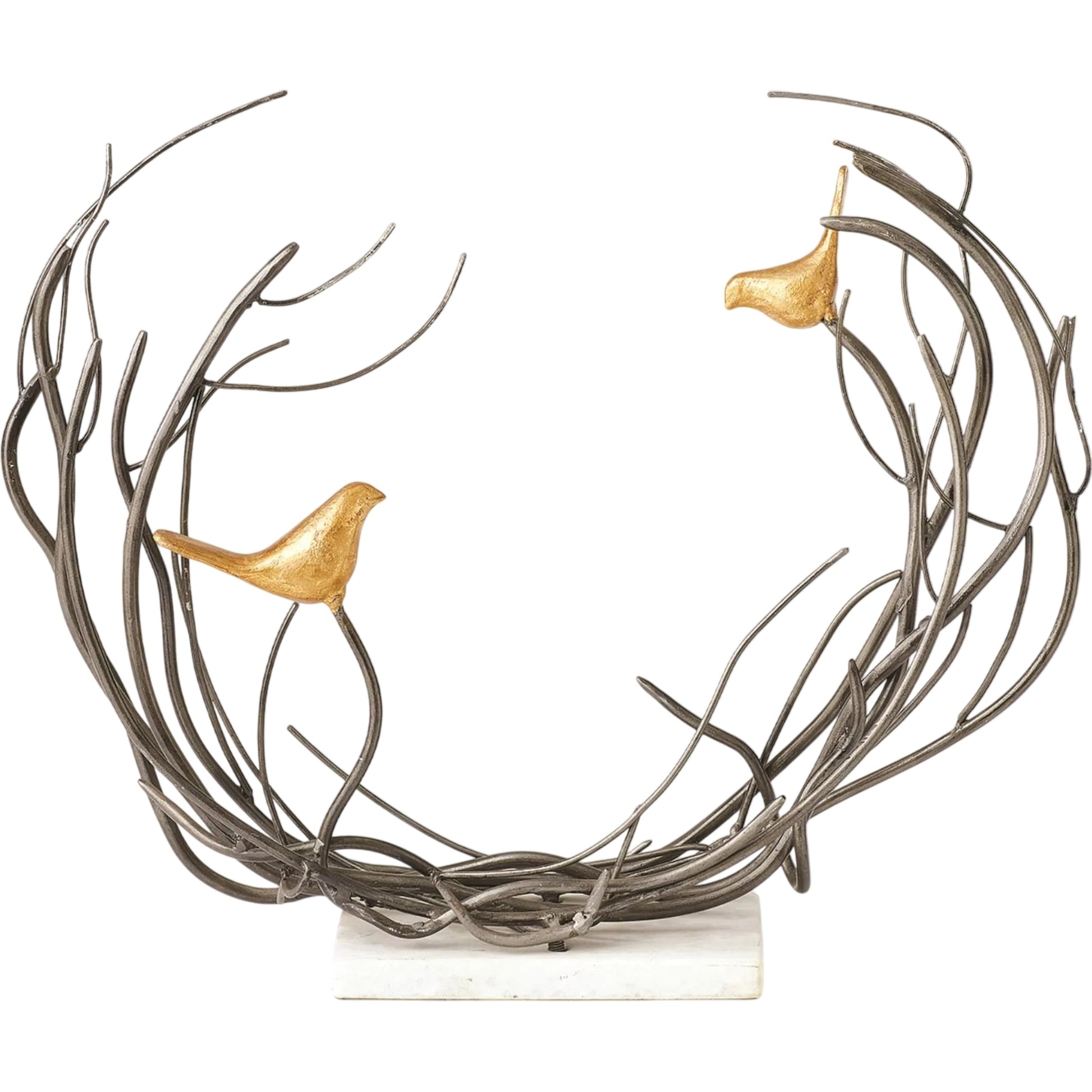 Bird Family in Thicket by Global Views. Made from white marble in a modern style.