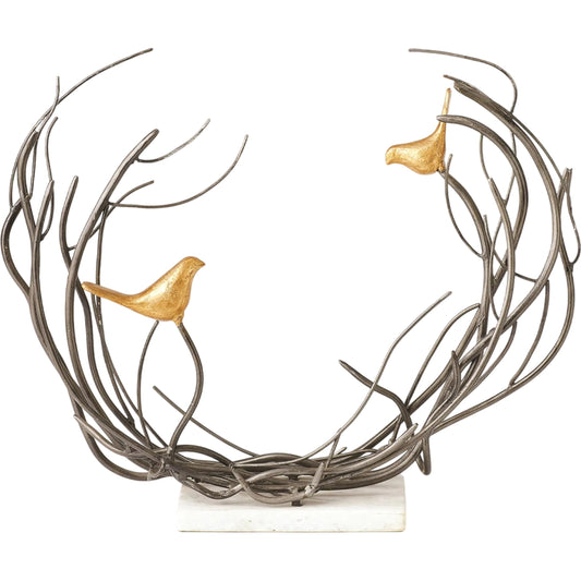 Bird Family in Thicket by Global Views. Made from white marble in a modern style.