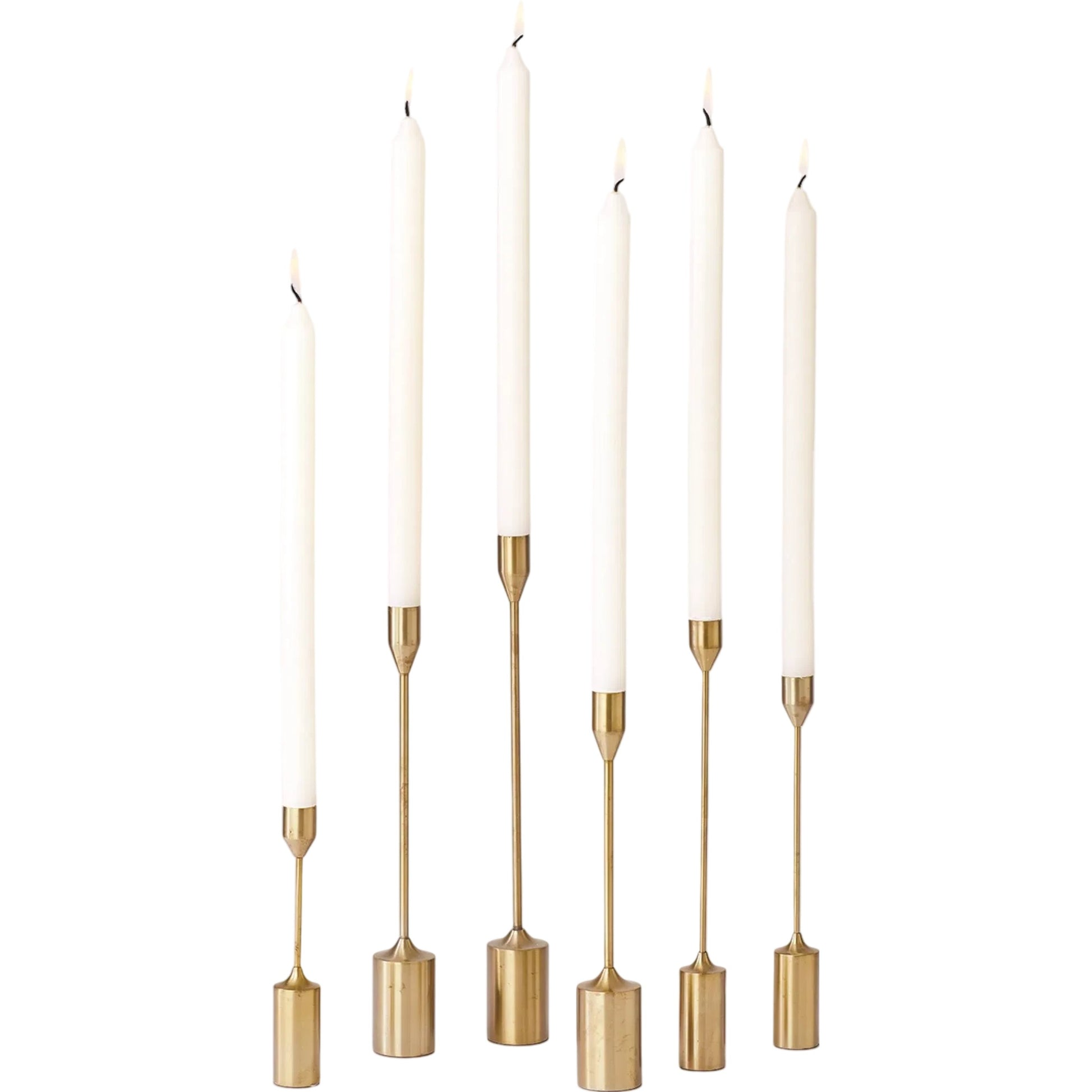 Taper Holders (Set of 6) by Global Views in brass. Made from iron in a transitional style.