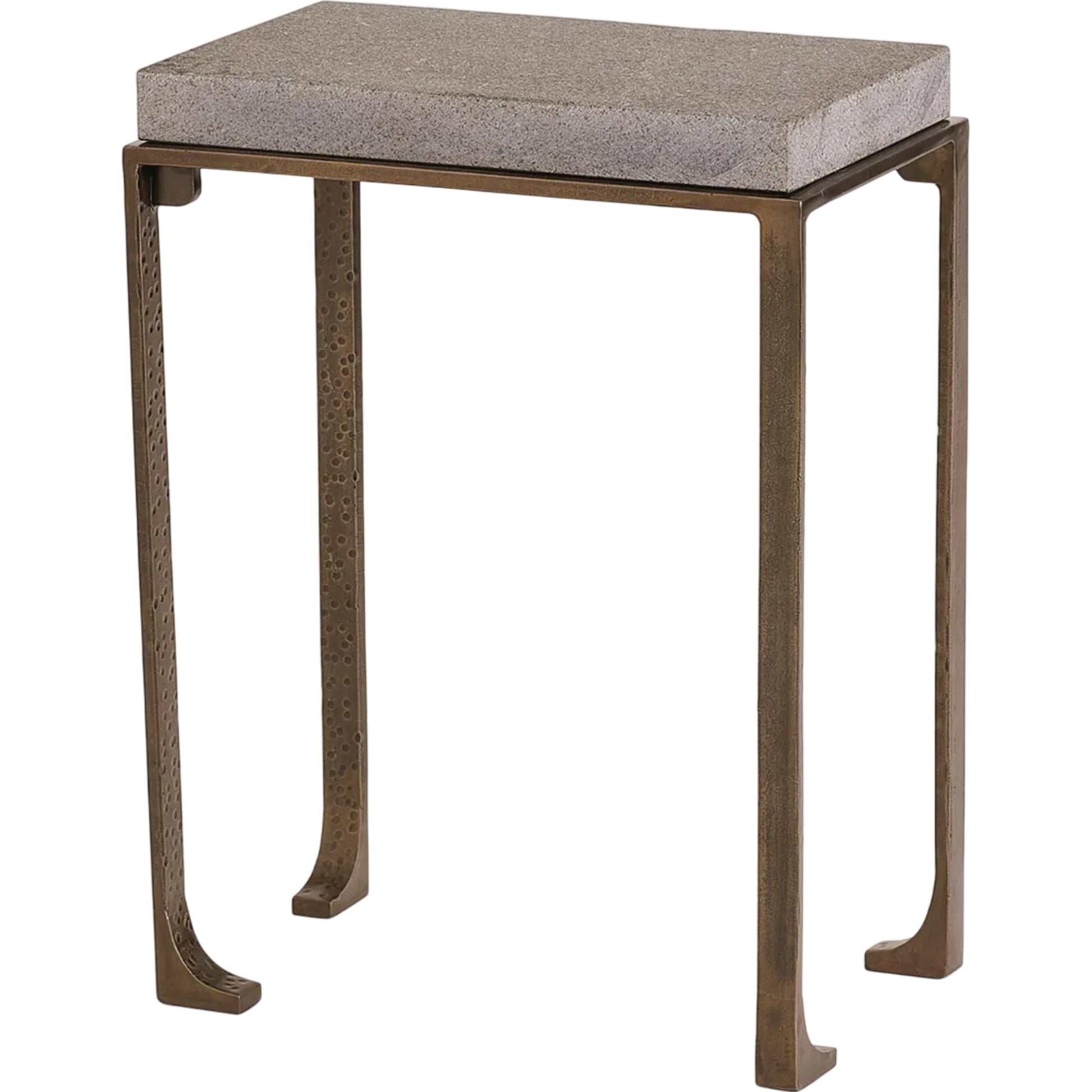 Zen Side Table with Flamed Granite by Global Views in bronze. Made from unique in a modern style.
