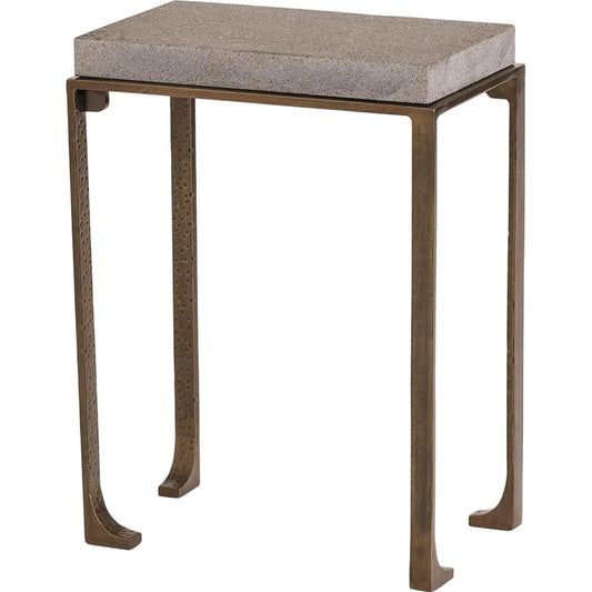 Zen Side Table with Flamed Granite by Global Views in bronze. Made from unique in a modern style.