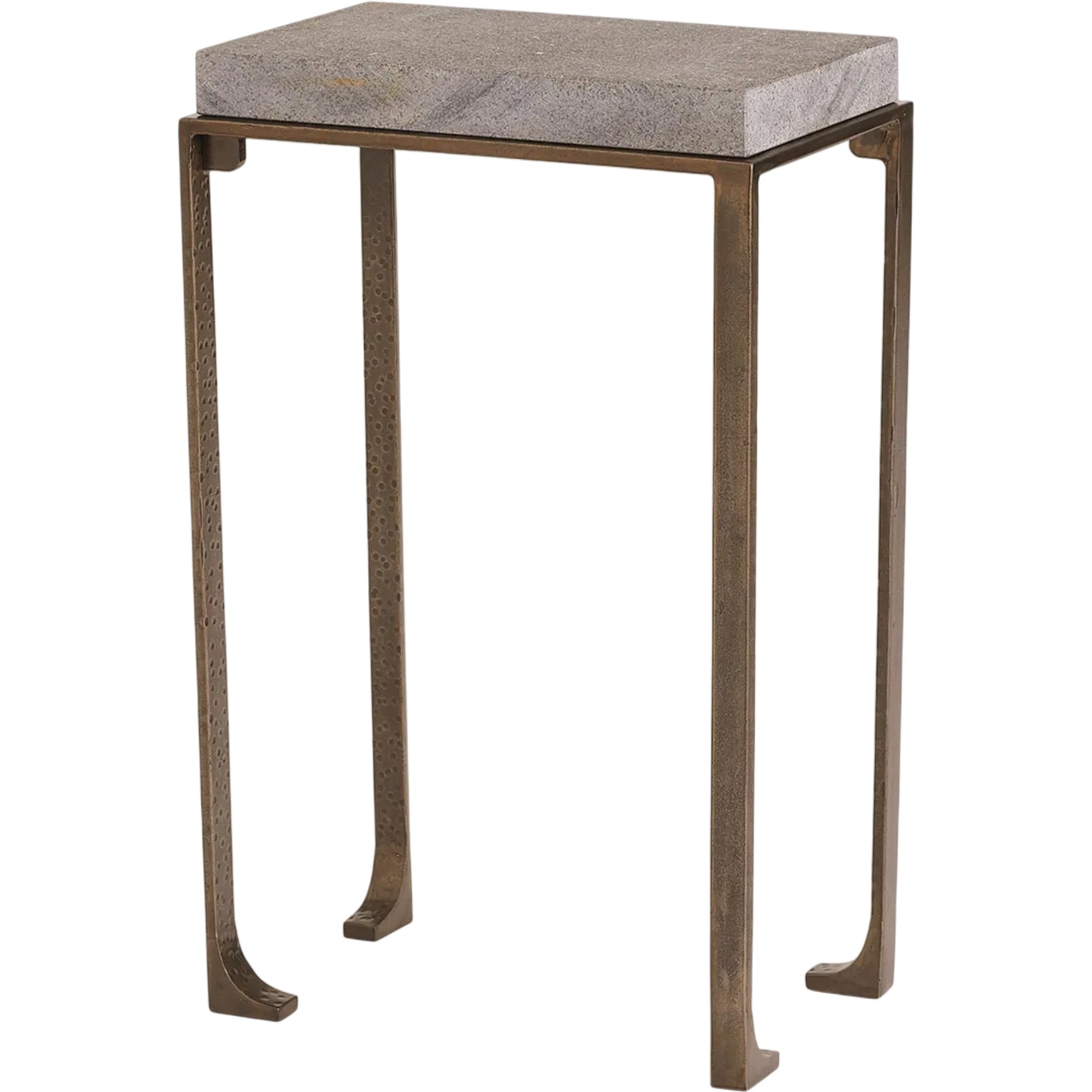 Zen Side Table with Flamed Granite by Global Views in bronze. Made from unique in a modern style.