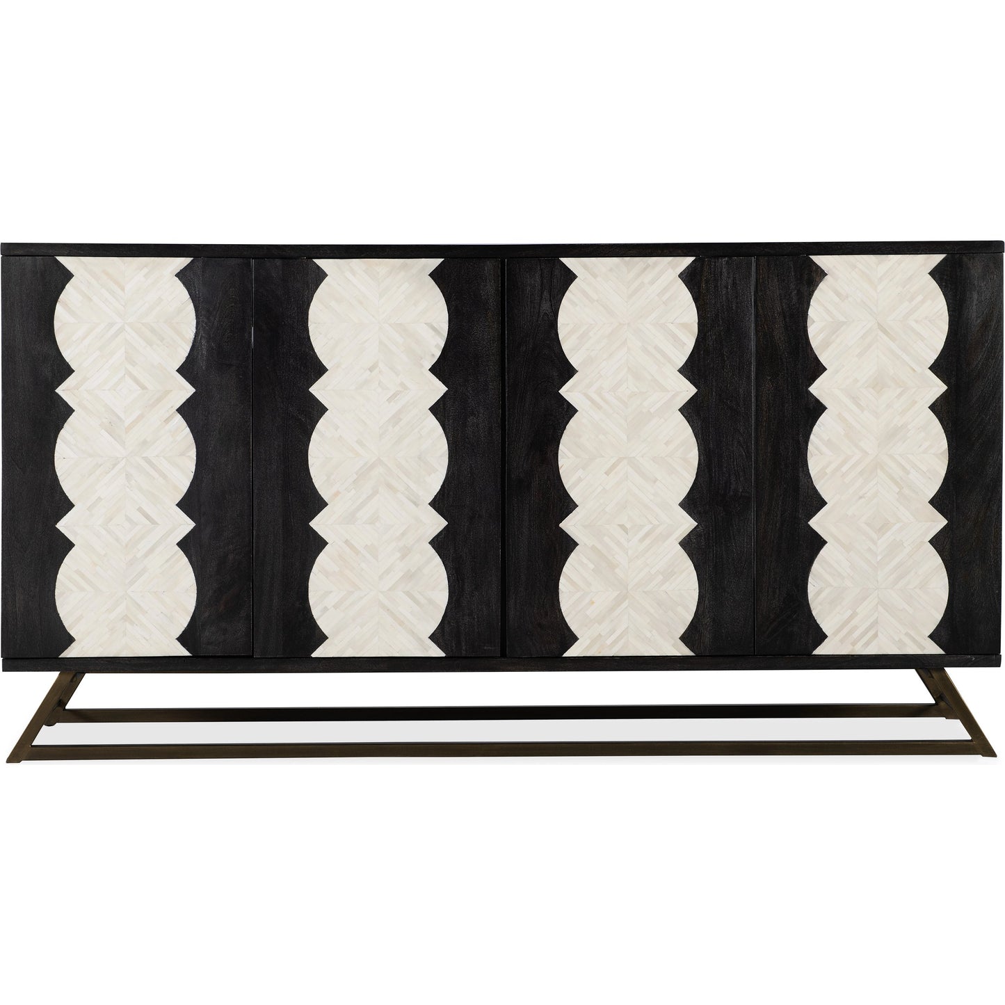 003 SI-2133798 | Additional Silo | Commerce and Market Moroccan Modern Credenza by Hooker Furniture in black, bone inlay. Made from mango solids, bone, iron in a modern style.