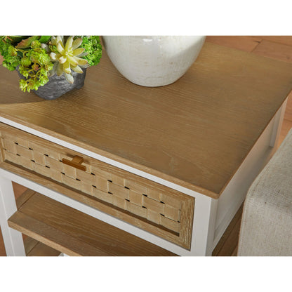 Weave Side Table by Essentials For Living in smoke gray oak, white painted oak. Made from solid oak wood, mdf, plywood, metal in a cottage & farmhouse style.