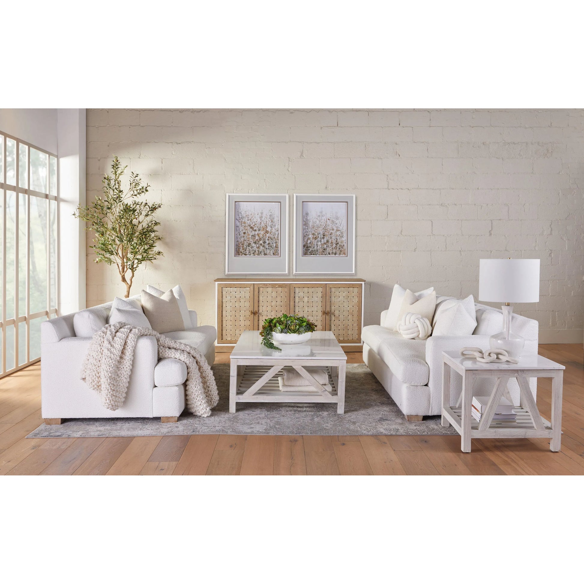 Weave Media Sideboard by Essentials For Living in smoke gray oak, white painted oak. Made from solid oak wood, mdf, plywood in a cottage & farmhouse style.