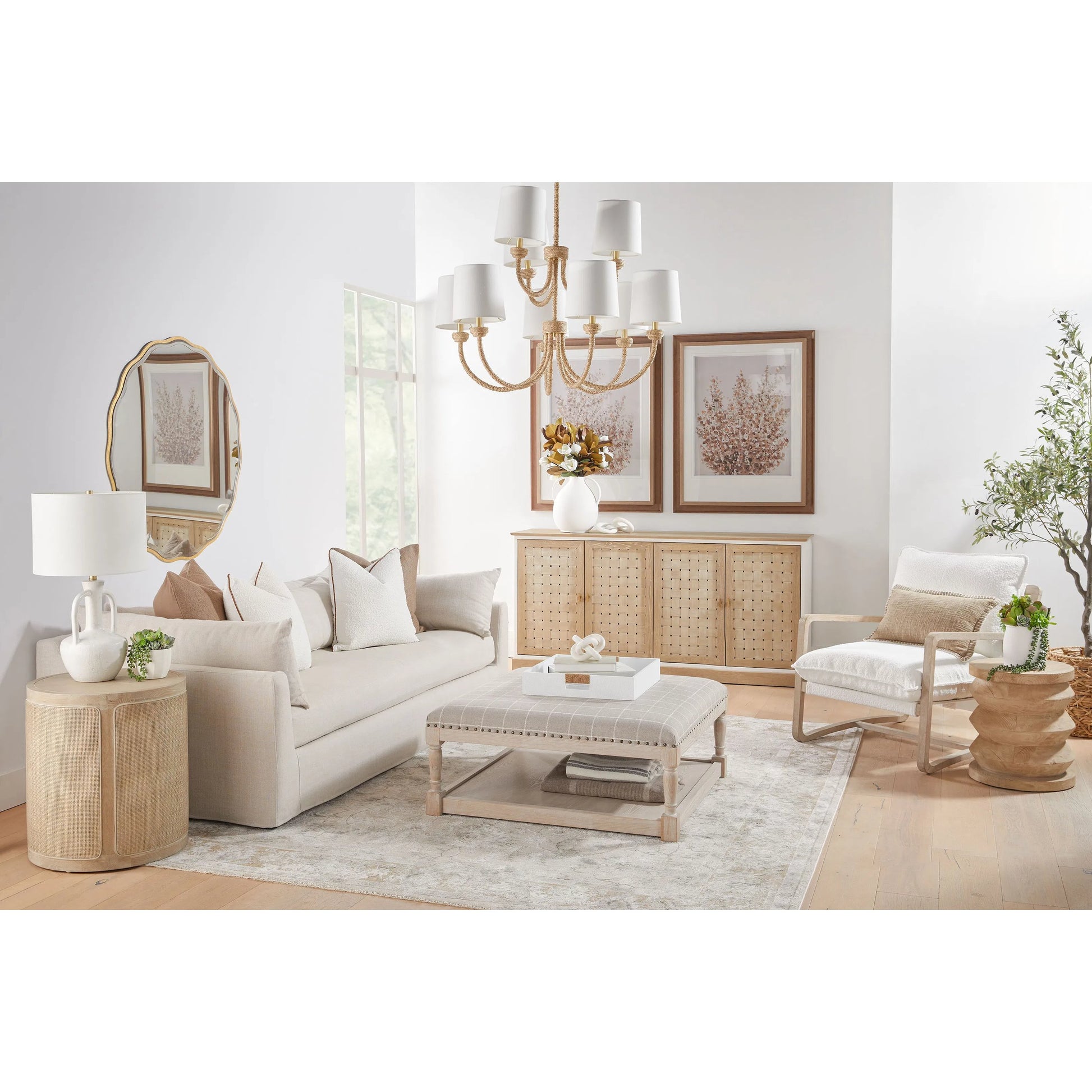 Weave Media Sideboard by Essentials For Living in smoke gray oak, white painted oak. Made from solid oak wood, mdf, plywood in a cottage & farmhouse style.
