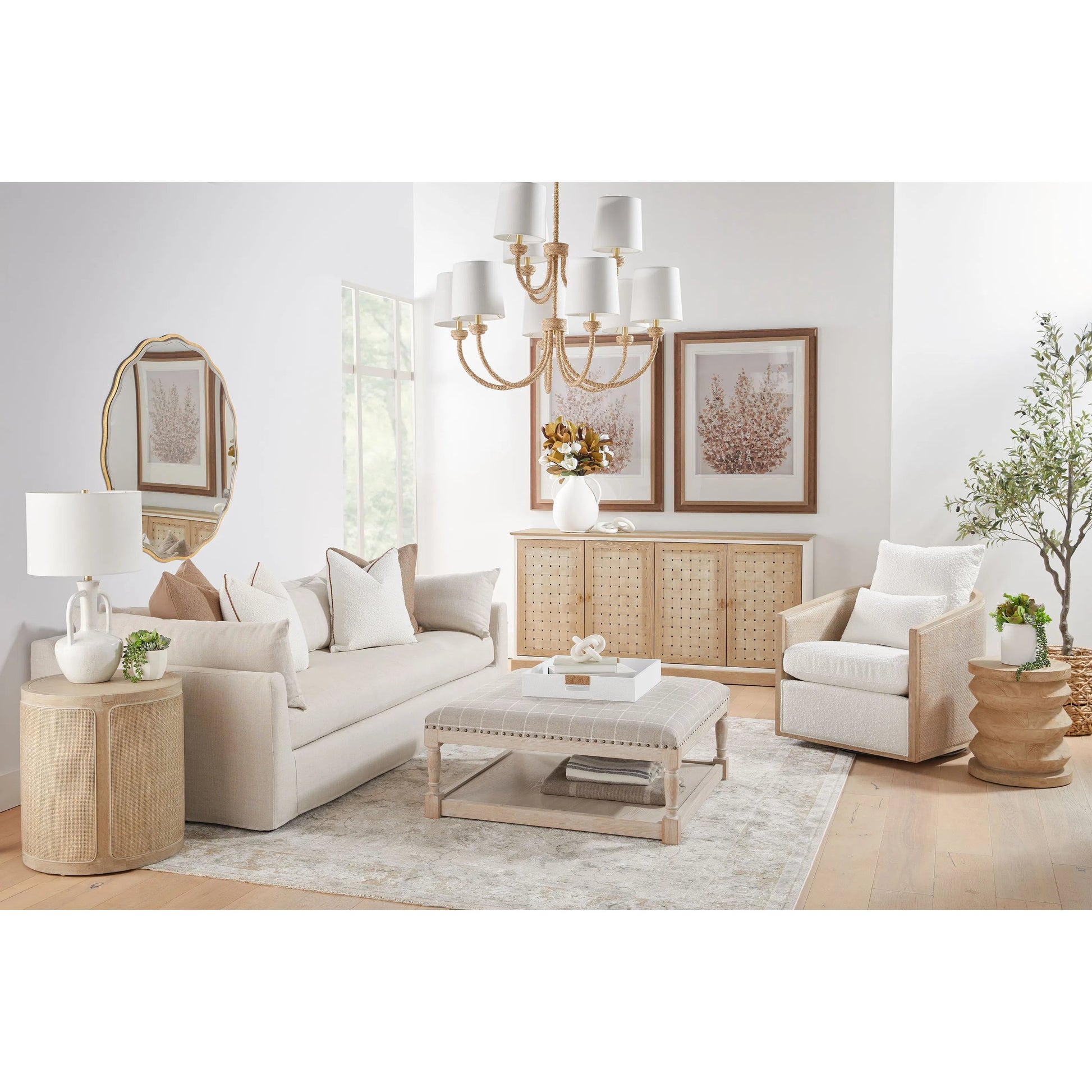 Weave Media Sideboard by Essentials For Living in smoke gray oak, white painted oak. Made from solid oak wood, mdf, plywood in a cottage & farmhouse style.