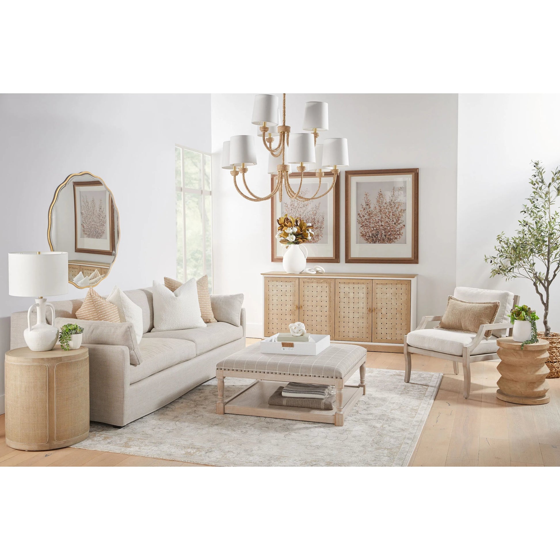 Weave Media Sideboard by Essentials For Living in smoke gray oak, white painted oak. Made from solid oak wood, mdf, plywood in a cottage & farmhouse style.