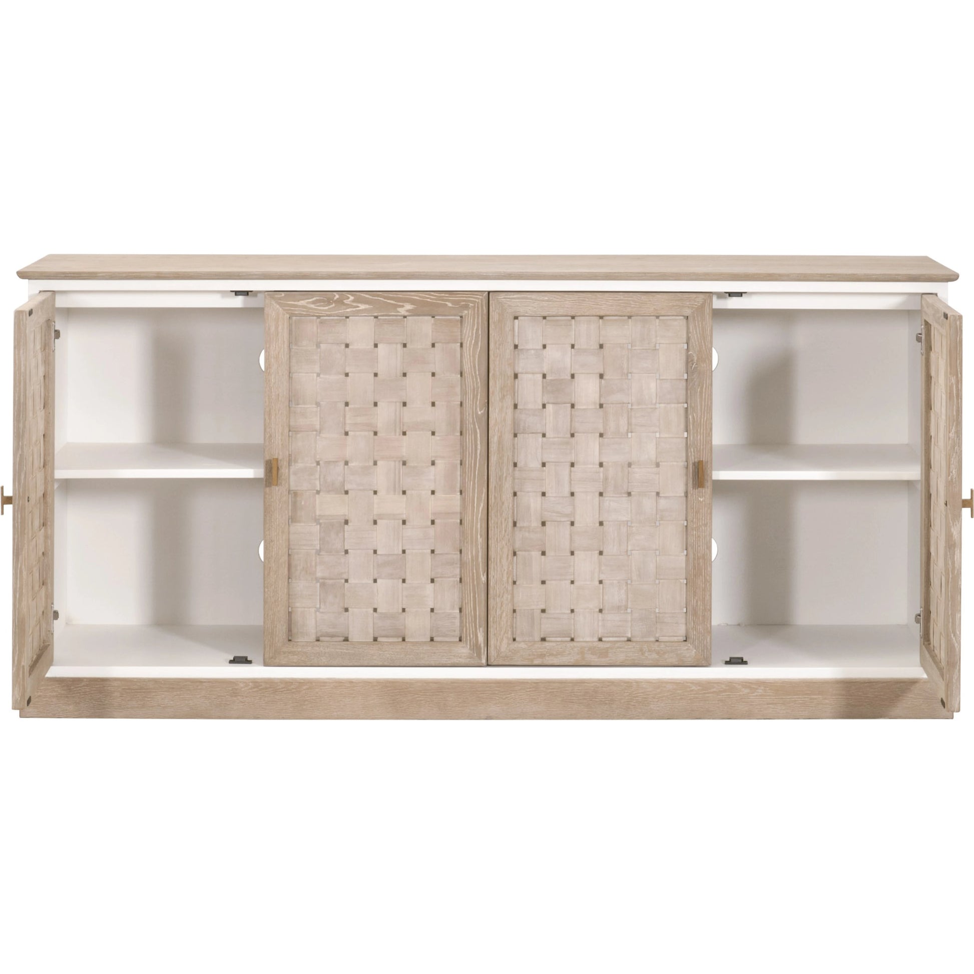 Weave Media Sideboard by Essentials For Living in smoke gray oak, white painted oak. Made from solid oak wood, mdf, plywood in a cottage & farmhouse style.
