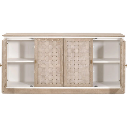 Weave Media Sideboard by Essentials For Living in smoke gray oak, white painted oak. Made from solid oak wood, mdf, plywood in a cottage & farmhouse style.