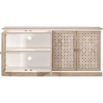 Weave Media Sideboard by Essentials For Living in smoke gray oak, white painted oak. Made from solid oak wood, mdf, plywood in a cottage & farmhouse style.