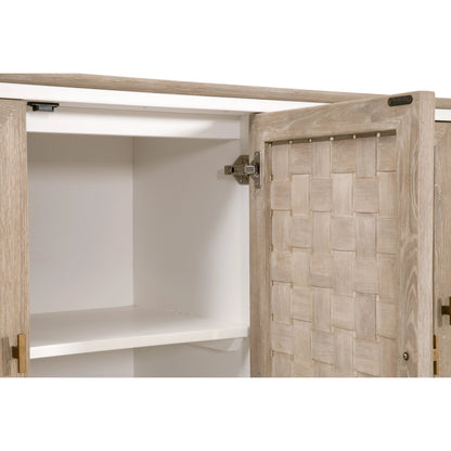 Weave Media Sideboard by Essentials For Living in smoke gray oak, white painted oak. Made from solid oak wood, mdf, plywood in a cottage & farmhouse style.