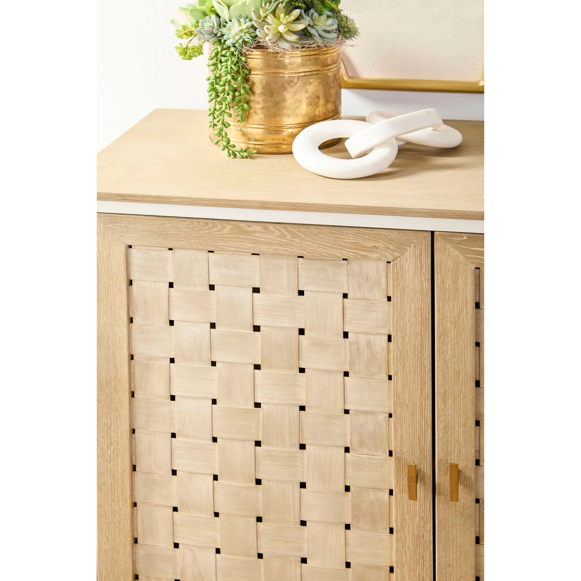 Weave Media Sideboard by Essentials For Living in smoke gray oak, white painted oak. Made from solid oak wood, mdf, plywood in a cottage & farmhouse style.