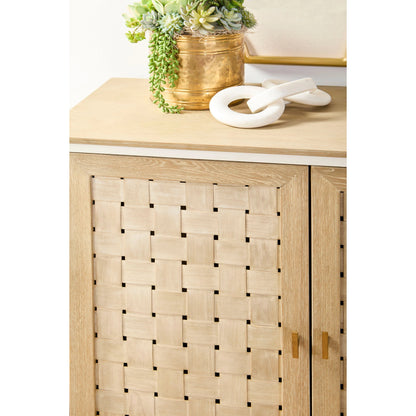 Weave Media Sideboard by Essentials For Living in smoke gray oak, white painted oak. Made from solid oak wood, mdf, plywood in a cottage & farmhouse style.
