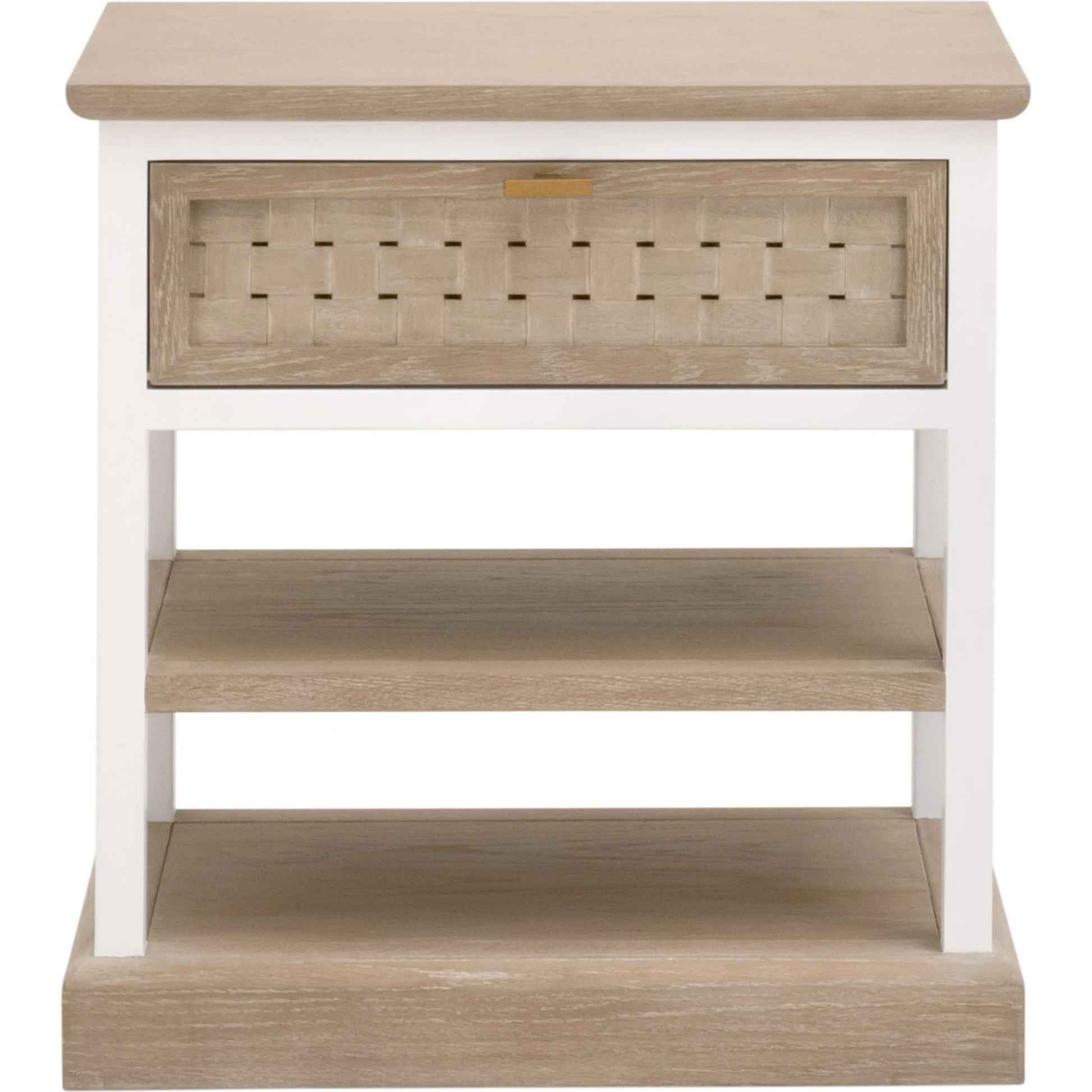 Weave Side Table by Essentials For Living in smoke gray oak, white painted oak. Made from solid oak wood, mdf, plywood, metal in a cottage & farmhouse style.
