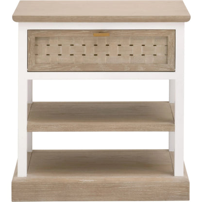 Weave Side Table by Essentials For Living in smoke gray oak, white painted oak. Made from solid oak wood, mdf, plywood, metal in a cottage & farmhouse style.