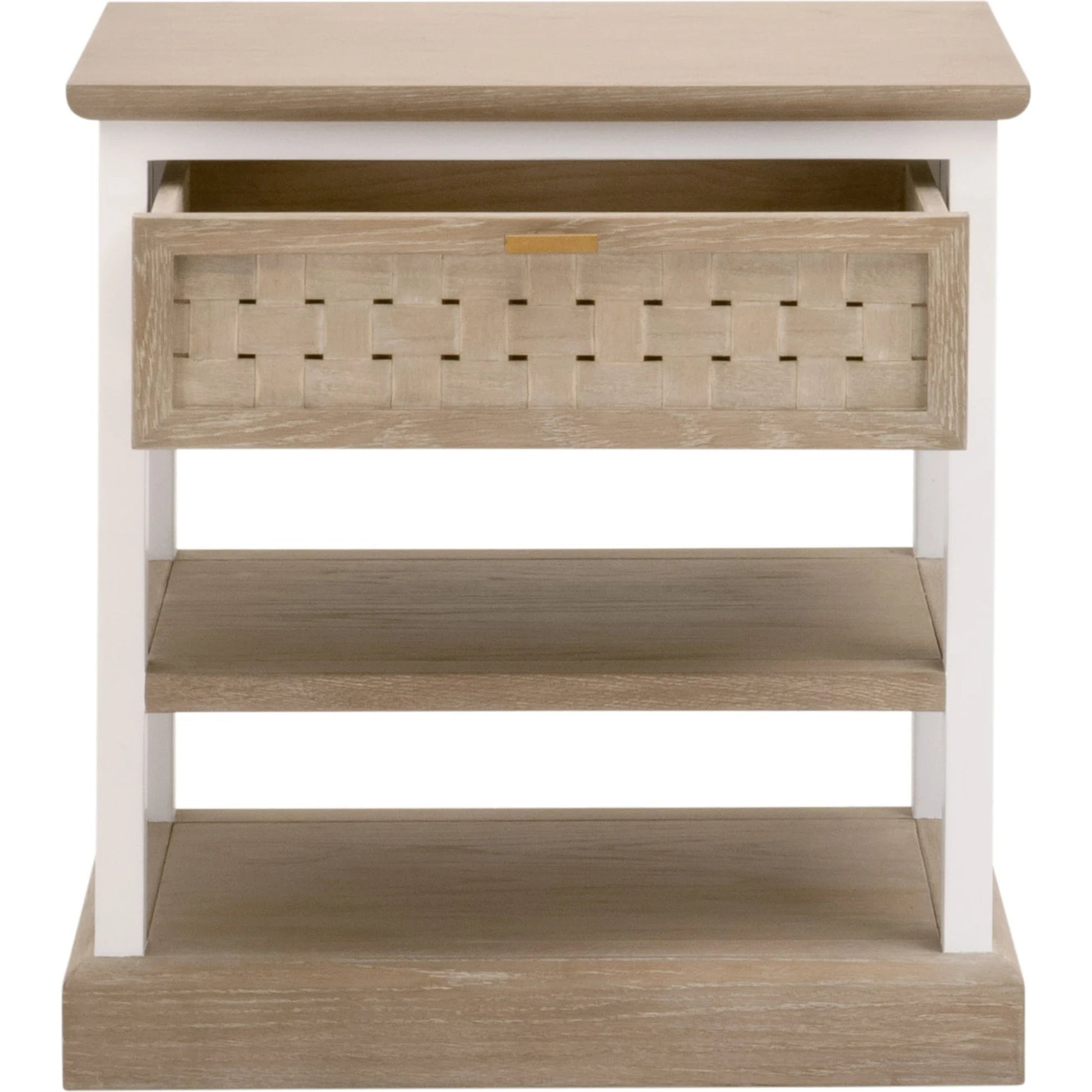 Weave Side Table by Essentials For Living in smoke gray oak, white painted oak. Made from solid oak wood, mdf, plywood, metal in a cottage & farmhouse style.