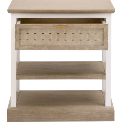 Weave Side Table by Essentials For Living in smoke gray oak, white painted oak. Made from solid oak wood, mdf, plywood, metal in a cottage & farmhouse style.