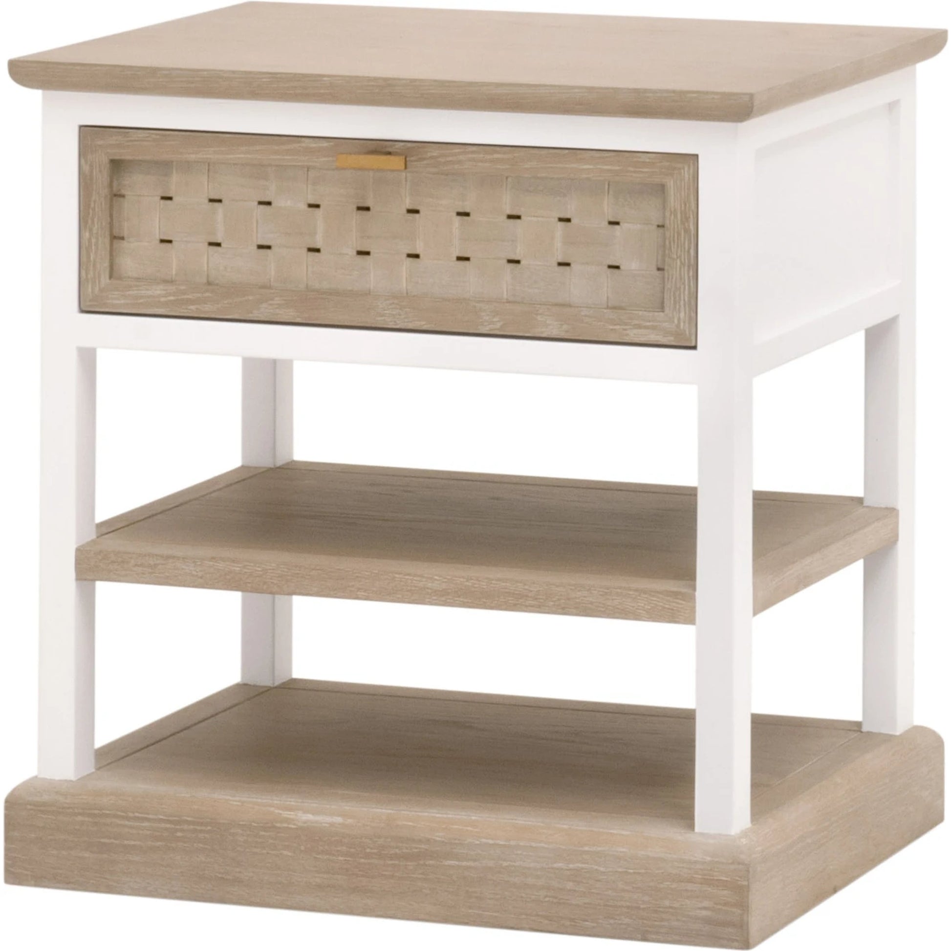 Weave Side Table by Essentials For Living in smoke gray oak, white painted oak. Made from solid oak wood, mdf, plywood, metal in a cottage & farmhouse style.