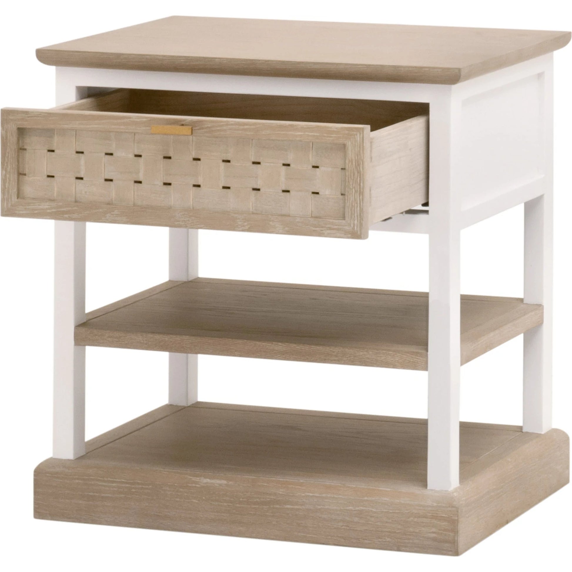 Weave Side Table by Essentials For Living in smoke gray oak, white painted oak. Made from solid oak wood, mdf, plywood, metal in a cottage & farmhouse style.