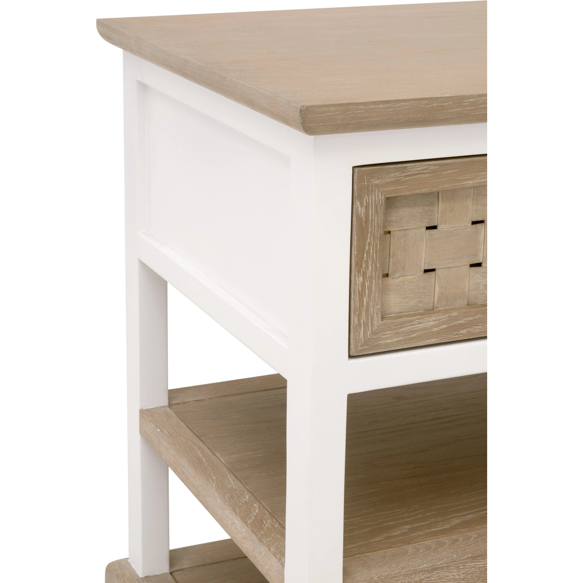 Weave Side Table by Essentials For Living in smoke gray oak, white painted oak. Made from solid oak wood, mdf, plywood, metal in a cottage & farmhouse style.