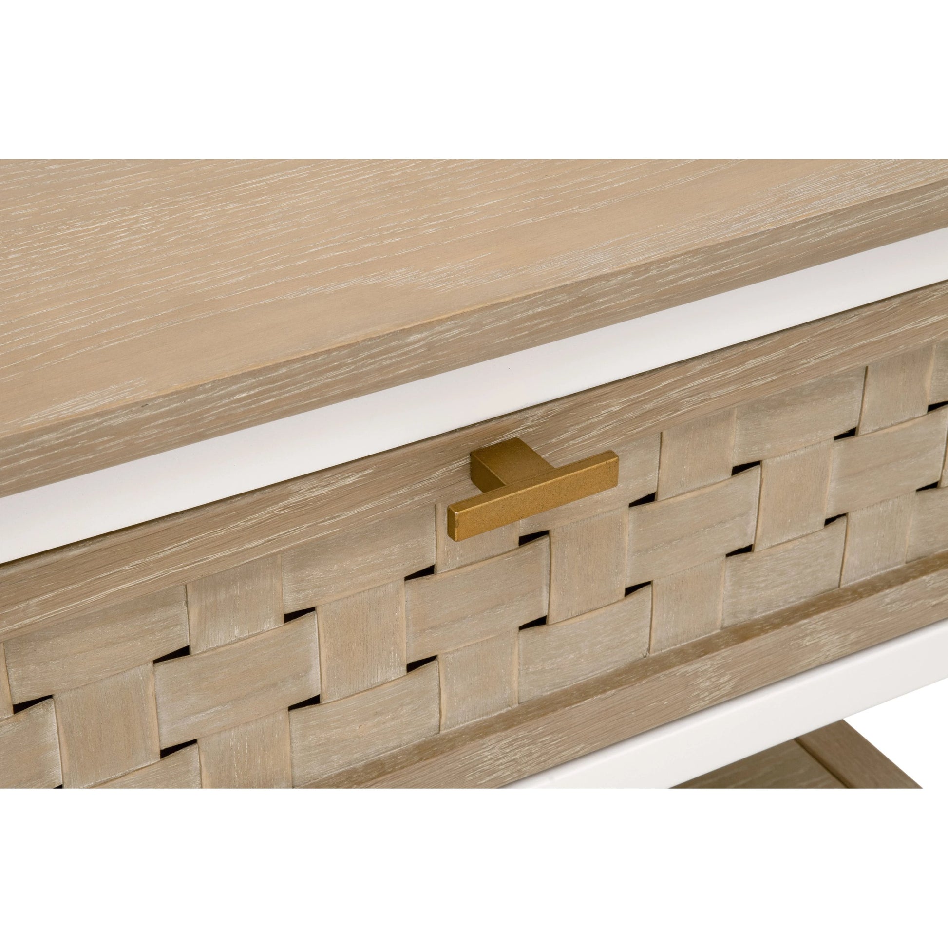 Weave Side Table by Essentials For Living in smoke gray oak, white painted oak. Made from solid oak wood, mdf, plywood, metal in a cottage & farmhouse style.