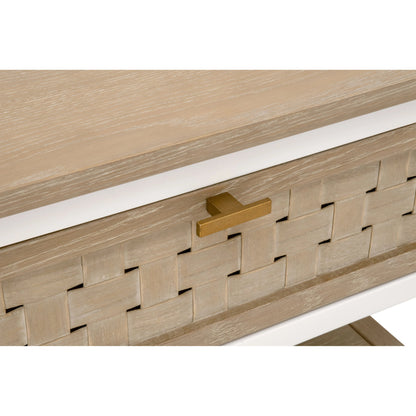 Weave Side Table by Essentials For Living in smoke gray oak, white painted oak. Made from solid oak wood, mdf, plywood, metal in a cottage & farmhouse style.