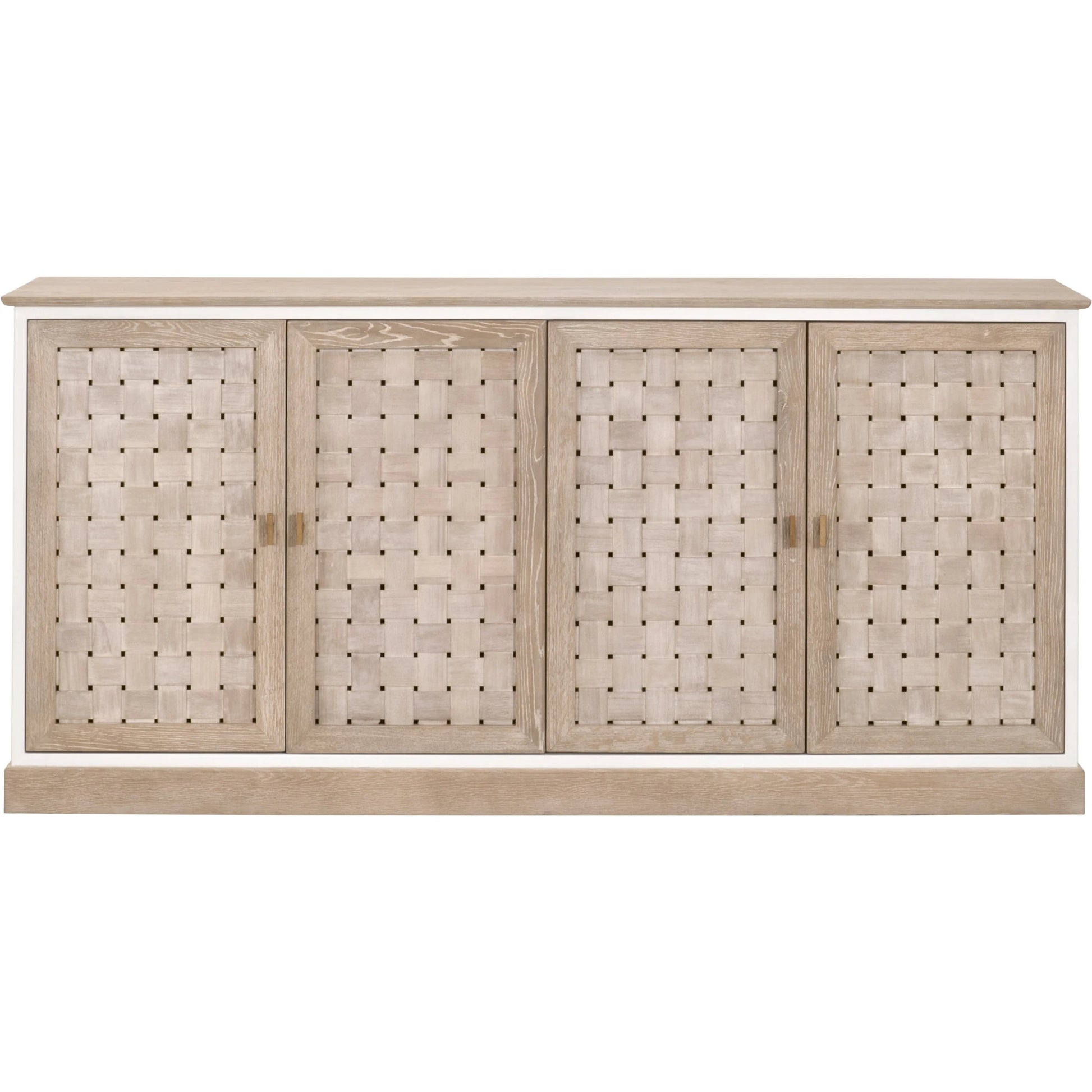 Weave Media Sideboard by Essentials For Living in smoke gray oak, white painted oak. Made from solid oak wood, mdf, plywood in a cottage & farmhouse style.